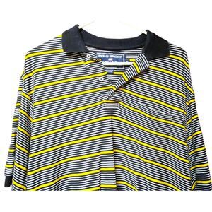 Ralph Lauren Men's Polo Sport Shirt Yellow Black White Stripes Size Medium